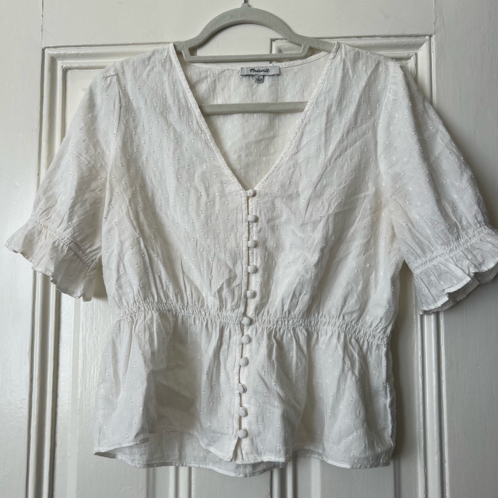 Madewell White Button-Up Women's Top